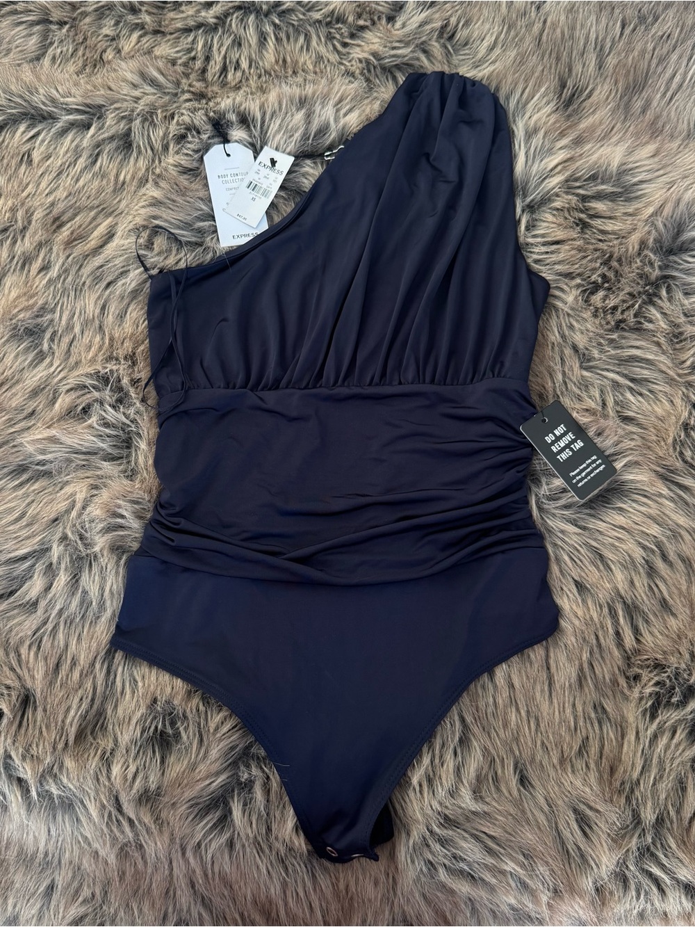 Express One-Shoulder Navy Bodysuit
